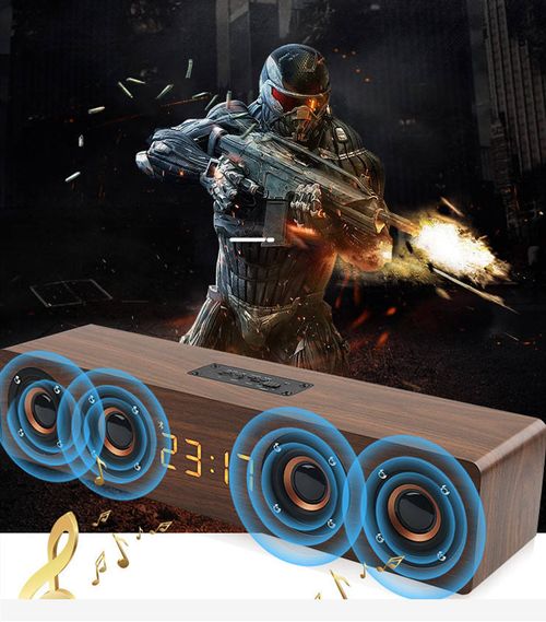 Portable BT Soundbar LED Clock Display Radio Parties Home Wireless Speaker Rechargeable Battery Memory Card Playback