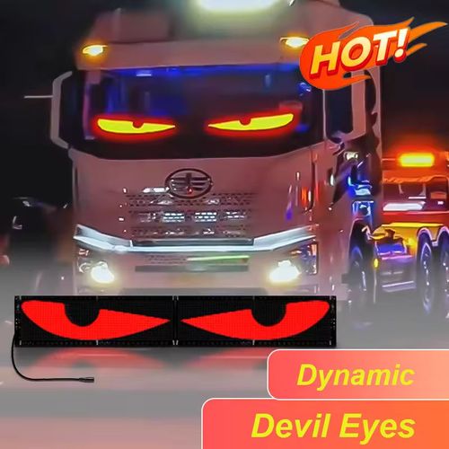Hot BRAD Smart Windshield Display for Trucks-Cars, Flexible Vehicle-Mounted Dynamic Devil-Eye LED Panel, Soft LED Sign Board, Animated Smart Scrolling Version