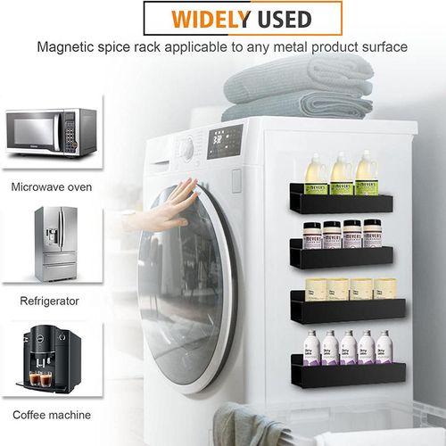 4-Piece Black Magnetic Spice Storage Rack for Refrigerator and Oven Convenient Fruit Basket Storage Solution