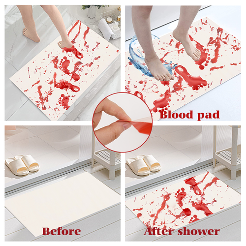 Color-Changing Blood Stain Carpet – Quick-Dry Red Bath Mat, Halloween Prank Bath Mat
