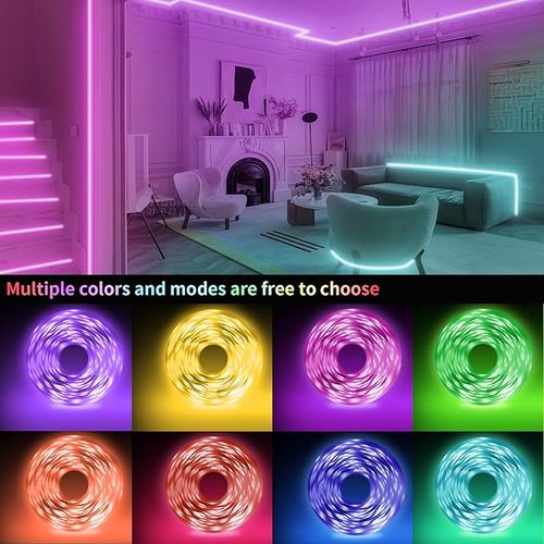 led Lights Strip for Bedroom Smart Music Sync RGB Color Changing with App and Remote Control, Power Supply Led Strip Lights for Home Party Room Decor