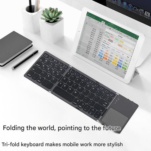 Portable Foldable Bluetooth Keyboard with Touchpad, 0.8cm Ultra Slim, Multi-Device Compatible