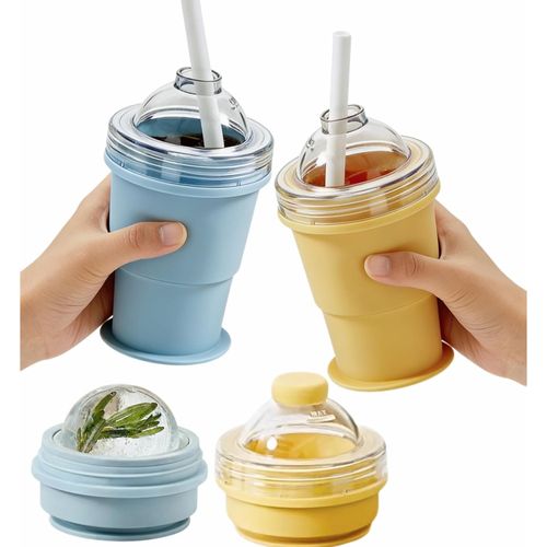 Multifunctional Portable Foldable Straw & Ice Ball Cup (2-Pack)