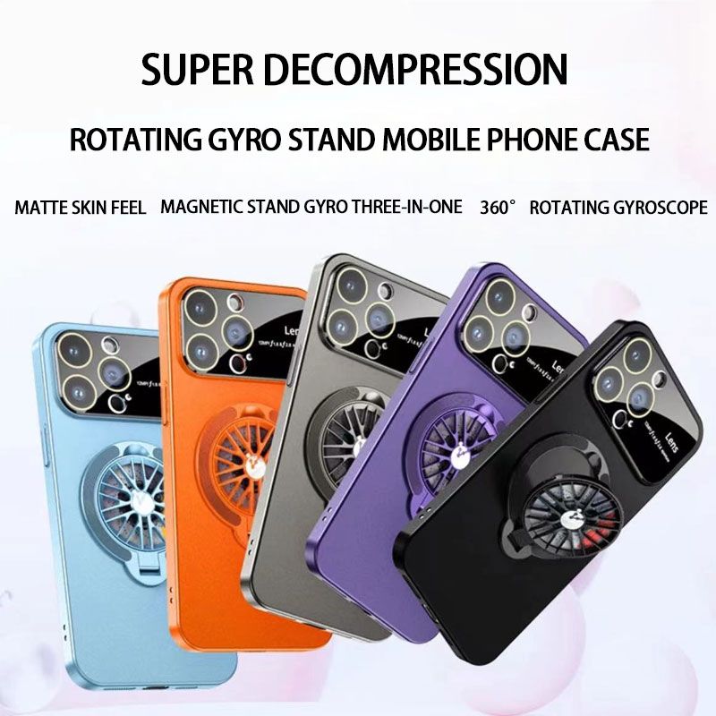 360° rotating gyro stand magnetic mobile phone case