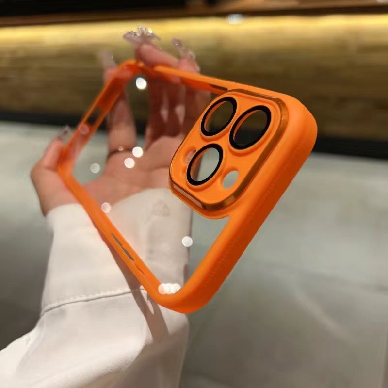 iPhone metal frame comes with lens film HD transparent mobile phone hard case