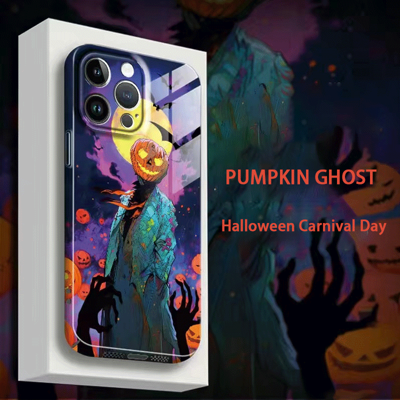 Pumpkin Ghost 3D Naked Eye Pattern iPhone Case