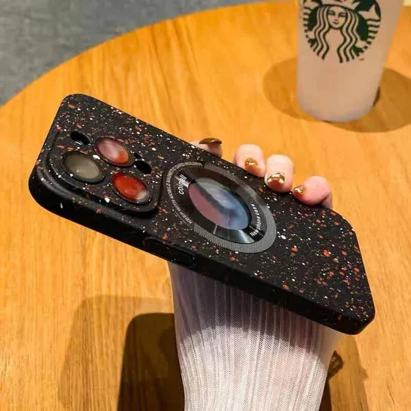 Starry hollow phone case magnetic charging hard case for iPhone