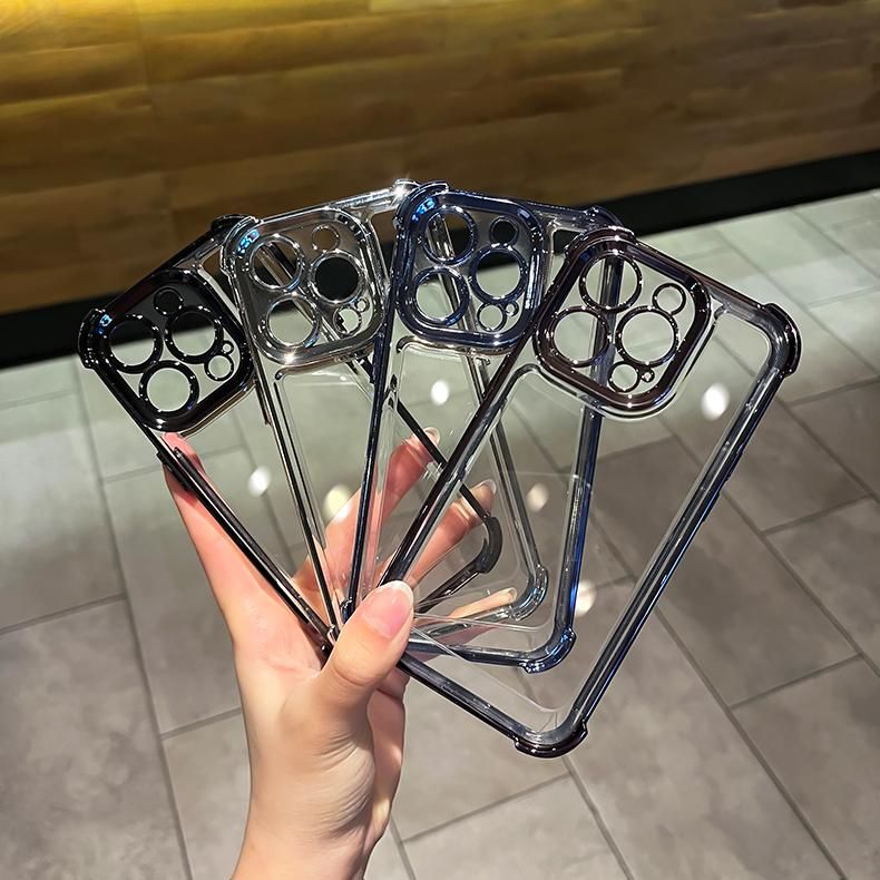 iPhone electroplating transparent four-corner drop-resistant mobile phone case