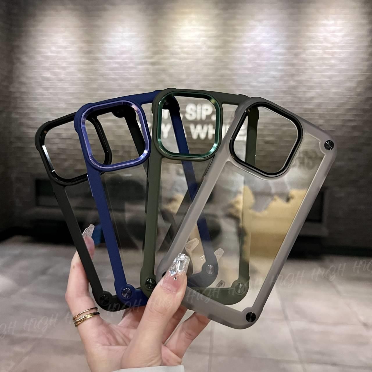 Four corners reinforced anti-fall solid color transparent mobile phone hard case