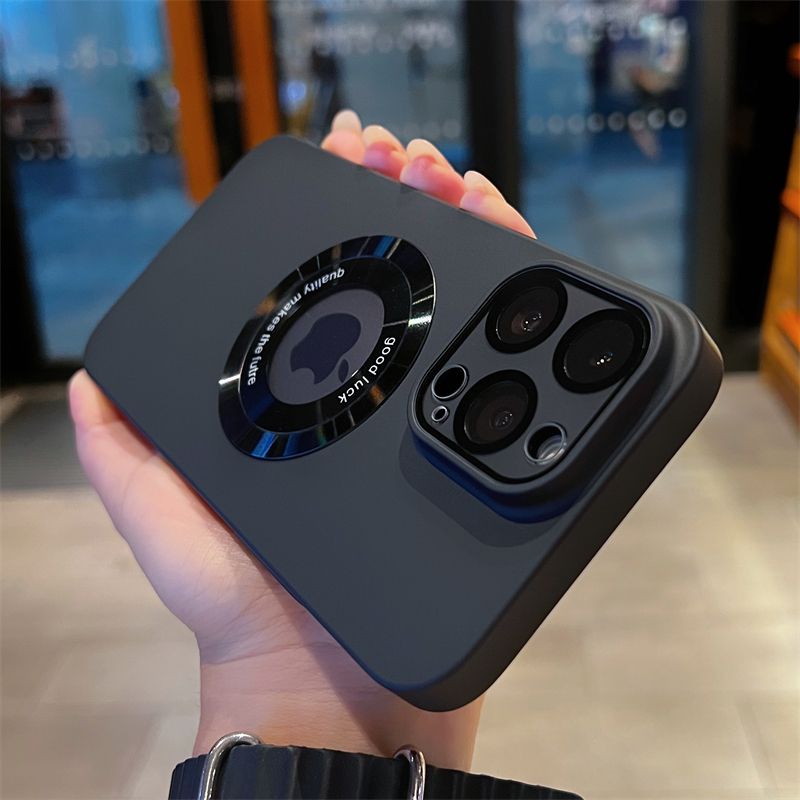 iPhone lens heightened and thickened magnetic frosted mobile phone case