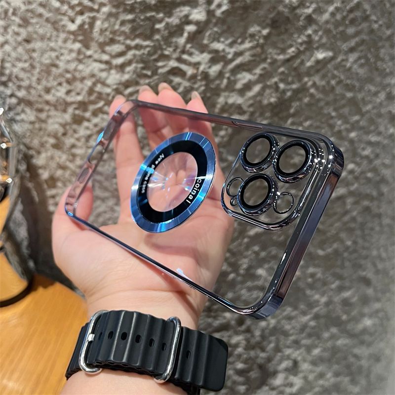 iPhone electroplating magnetic suction transparent mobile phone hard case