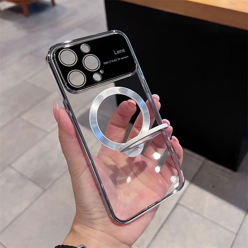 iPhone Magnetic Mount Large Window Goggles Plated Edge Clear PC Case
