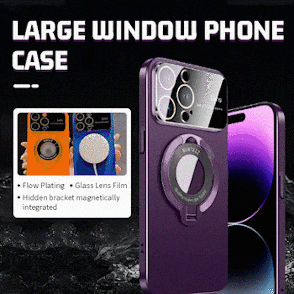 Large window phone case leak label magnetic bracket