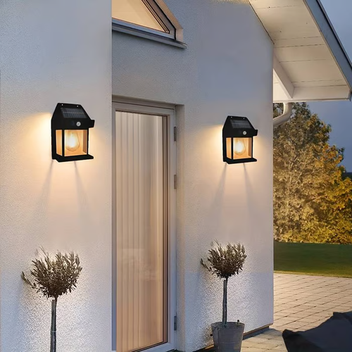 Solar wall light lighting tungsten filament lamp garden light garden villa human body induction wall light solar tungsten filament wall light