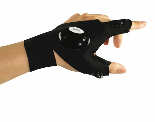 LED Flashlight Gloves – Waterproof, Fingerless, Hands-Free Torch for Fishing, Camping, Hiking & Night Work