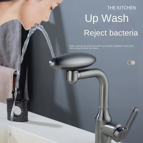 360° Swivel UFO Waterfall Faucet – 4-Mode Control for Bathroom Bliss