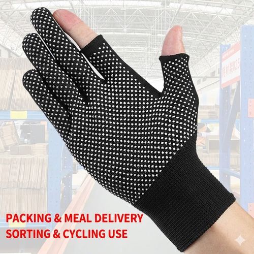 Two-Fingerless Anti-Slip Gloves for Express Packing & Sorting – Touchscreen Breathable Work Gloves