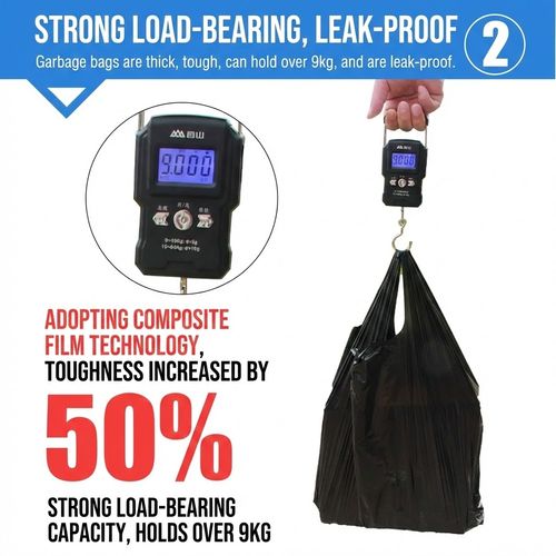 No More Leaks or Breaks! Extra Strong Trash Bags, Heavy Duty 9kg Capacity, Tear-Resistant for Home and Office