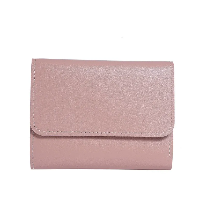 Light Purple Mini Women's Wallet - Slim Bifold PU Leather Card Holder & Coin Purse