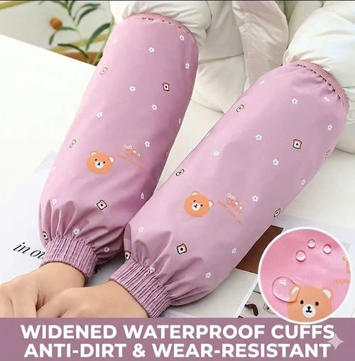 Upgraded Waterproof Oversleeves - Extra Large Black Bear Design, Water-Resistant Cuffs for Kitchen, Work & Daily Wear