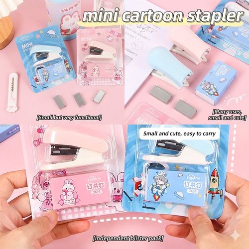 Kawaii Mini Stapler Set – Cute Cartoon Design with Staple Refills, Perfect for School & Office Supplies