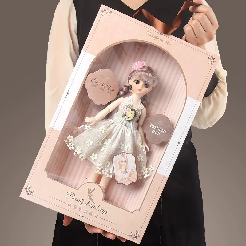 Exquisite Elegant Fashion Doll - Poseable Jointed Doll with Floral Dress, Gift Boxed Collectible Doll for Girls