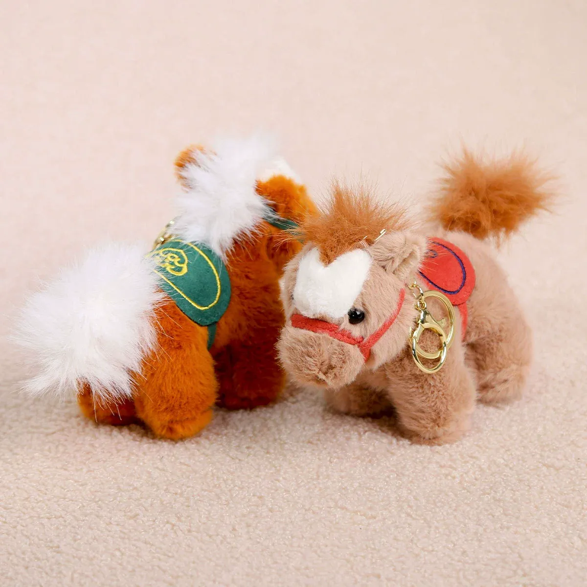 2026 Year of the Horse Plush Keychain: Cute Fluffy Pony Stuffed Animal Bag Charm - Lucky Mascot Gift for New Year