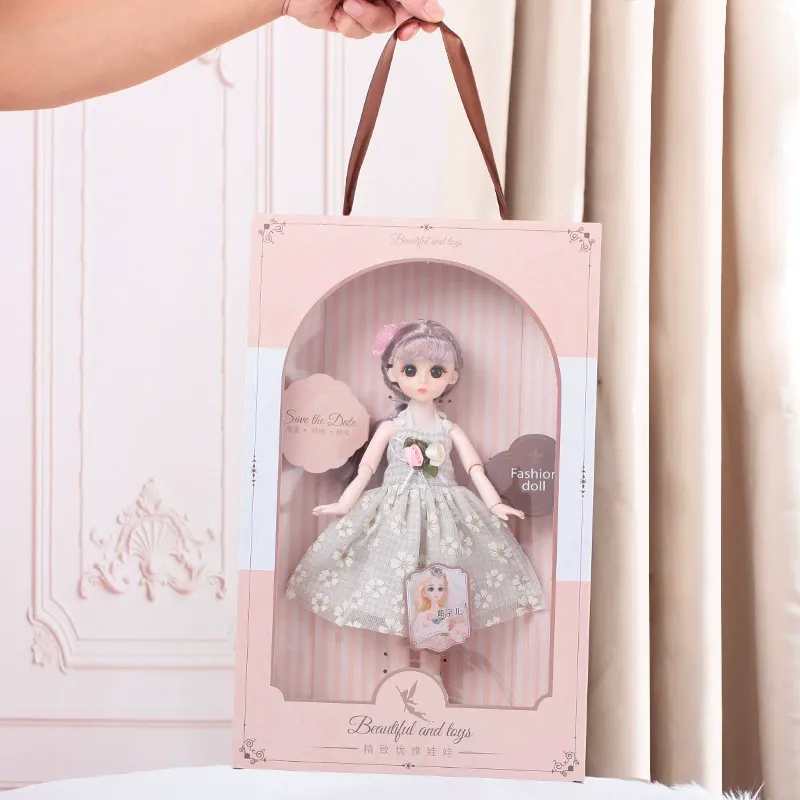 Exquisite Elegant Fashion Doll - Poseable Jointed Doll with Floral Dress, Gift Boxed Collectible Doll for Girls