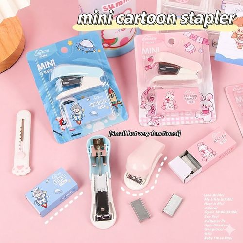 Kawaii Mini Stapler Set – Cute Cartoon Design with Staple Refills, Perfect for School & Office Supplies