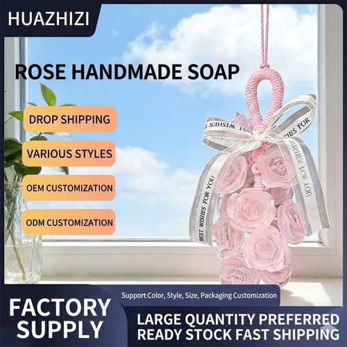 Huazhizi Hanging Rose Soap - Handmade Floral Scented Bar for Shower, Bathroom Decor and Gift