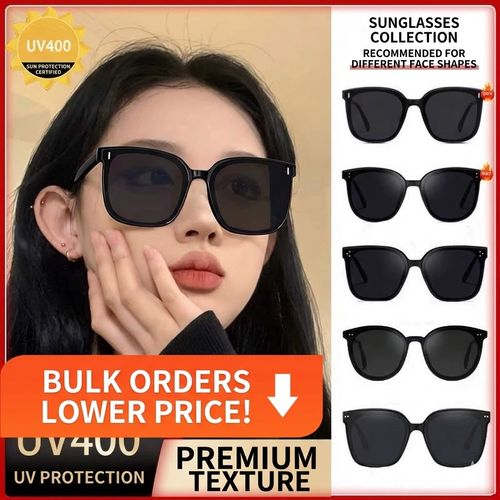 Wholesale Bulk UV400 Sunglasses – Classic Oversized Black Square Shades for Women, Anti-Glare Eyewear
