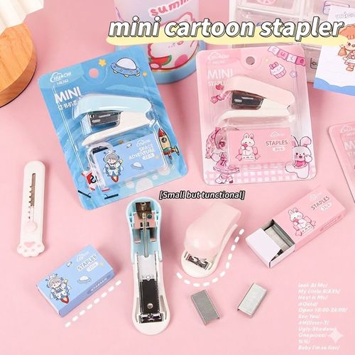 Kawaii Mini Stapler Set – Cute Cartoon Design with Staple Refills, Perfect for School & Office Supplies