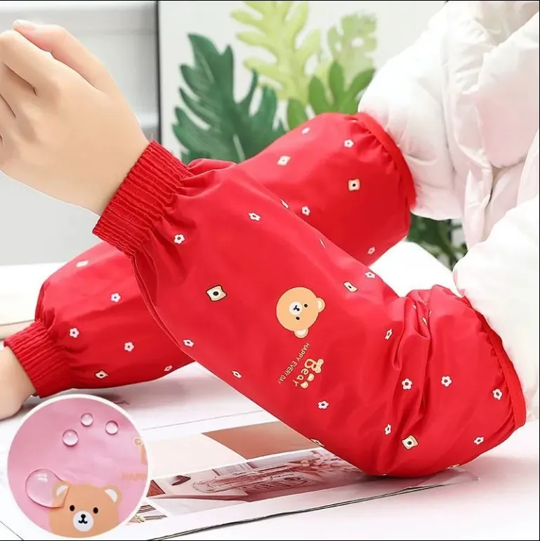 Upgraded Waterproof Oversleeves - Extra Large Black Bear Design, Water-Resistant Cuffs for Kitchen, Work & Daily Wear