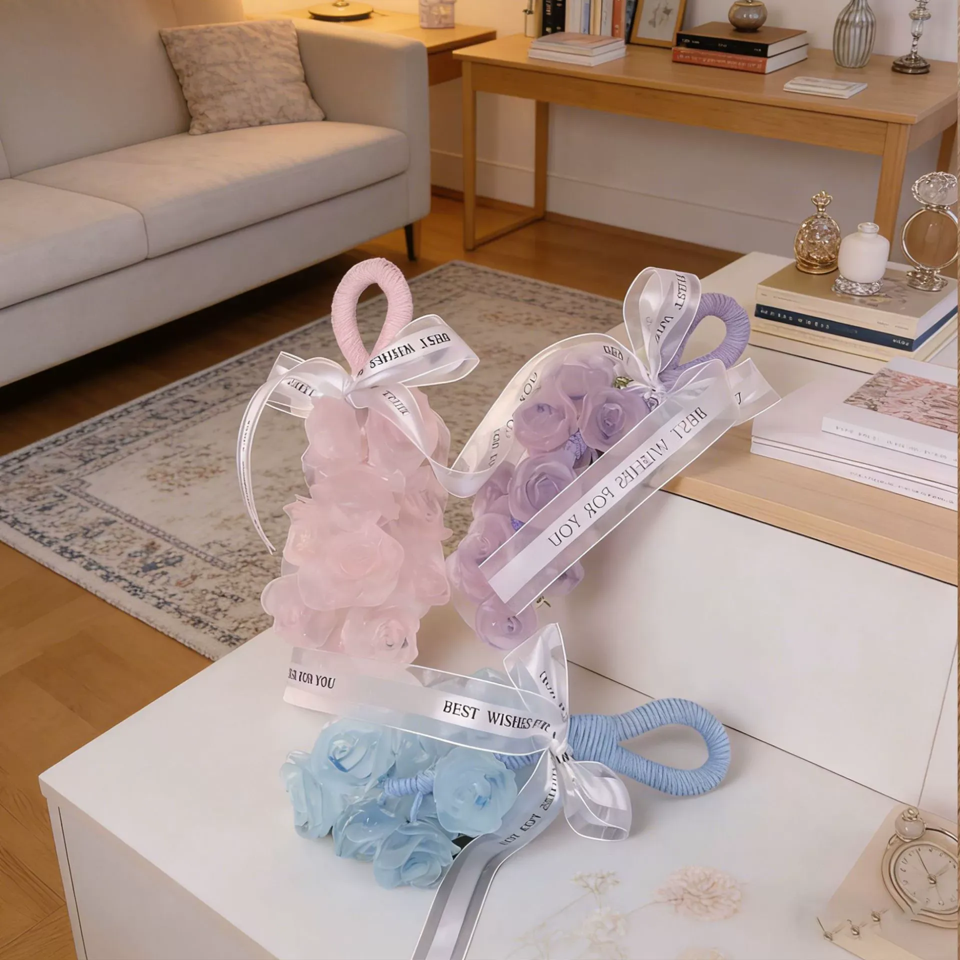 Huazhizi Hanging Rose Soap - Handmade Floral Scented Bar for Shower, Bathroom Decor and Gift