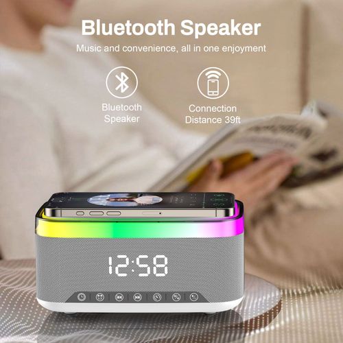 🎁🎁OEM Multifunctional Smart Wireless Speaker With LED Display Clock Alarm Phone Charger Bluetooth Speaker💘