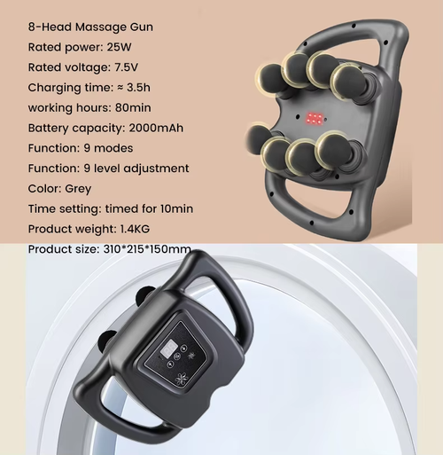 8-16 Heads Muscle Massage Gun with 30 Speeds 3 Modes Grey Percussion Massage for Back Legs Relief Body Gift for Men and Women