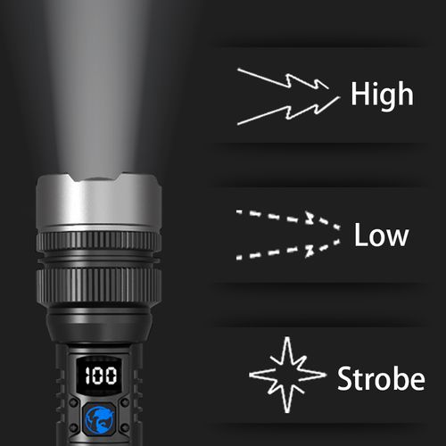 Super Power White LED Light Tactical Flashlight Long Distance 1000 Meter Flash Type C Rechargeable for Outdoor Bright Lighting