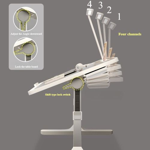 Household Small Laptop Desk Foldable Desk on Bed Multi Function Folding Mini Table Computer Desk With a Reading Lamp