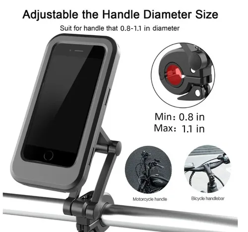 Waterproof phone holder for bicycles and motorcycles