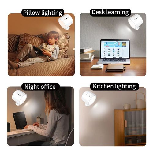 ⏰Wireless Round Cob Wall Lights Lamp 360 Rotating Magnet Fixation bedroom Stairs Hallway Kitchen Wall Light Inside Battery