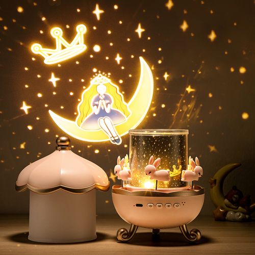 Projector Carousel Decoration Rotary Kindergarten LED Baby Light Kids Bedroom Music NightLight