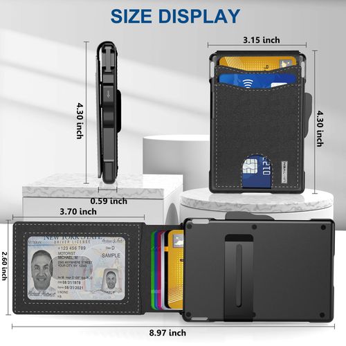 Wallet Men's Long Card Holder Large Capacity Card Slots Flip Cover Carbon Fiber Metal Case Anti-theft Card