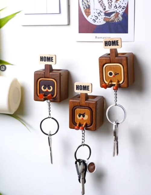 2025 Creative Heavy Duty Modern Wooden Keychain Hook with Removable Design for Bathroom Home Decoration