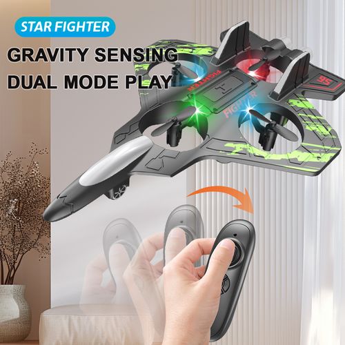 360° Circling 6channel RC Fighter Jet Foam Plane Toy with Light 2.4G Stunt EPP Airplane