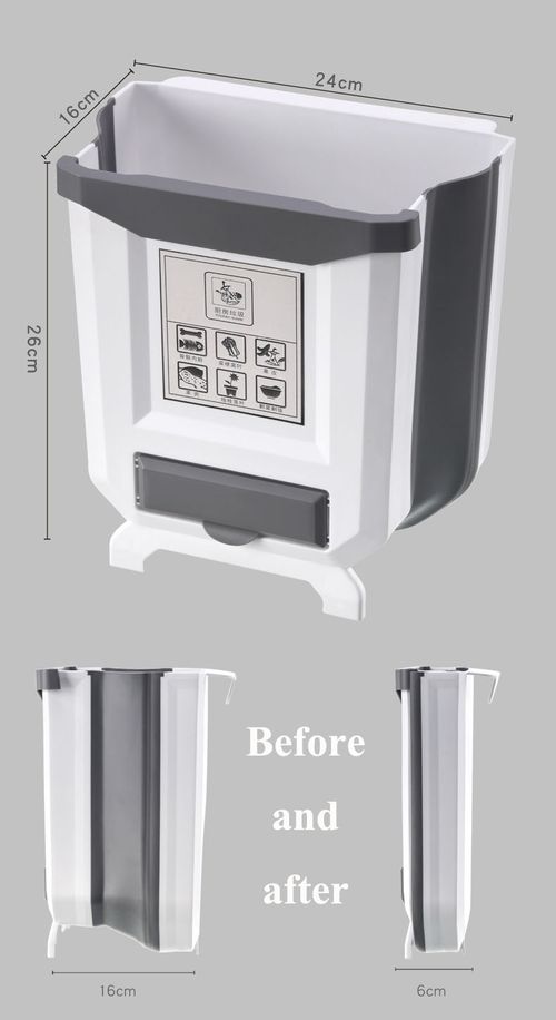 Wall Mounted Trash Bin Plastic Desktop Hanging Kitchen Trash Can Foldable Home Food Kitchen Waste Bin