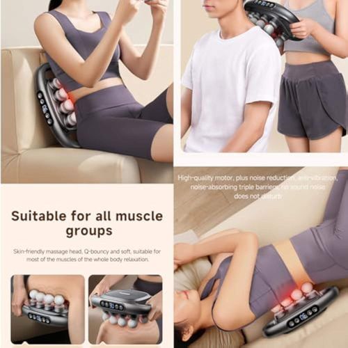 8-16 Heads Muscle Massage Gun with 30 Speeds 3 Modes Grey Percussion Massage for Back Legs Relief Body Gift for Men and Women