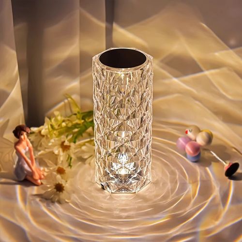 ⏰3 Colors Changing RGB Touch Sensor Rose Crystal Table Lamp USB Rechargeable Romantic LED Rose Crystal Desk Lamps