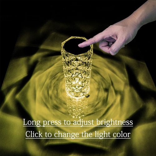 ⏰3 Colors Changing RGB Touch Sensor Rose Crystal Table Lamp USB Rechargeable Romantic LED Rose Crystal Desk Lamps