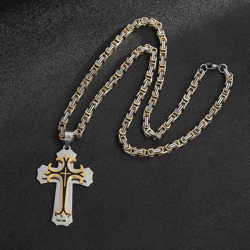 High-quality three-layered cross necklace, suitable for both men and women.