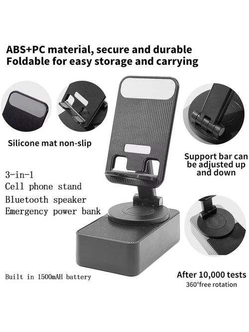 360 Rotating Folding Tablet Phone Holder RGB Wireless Bluetooth Speaker